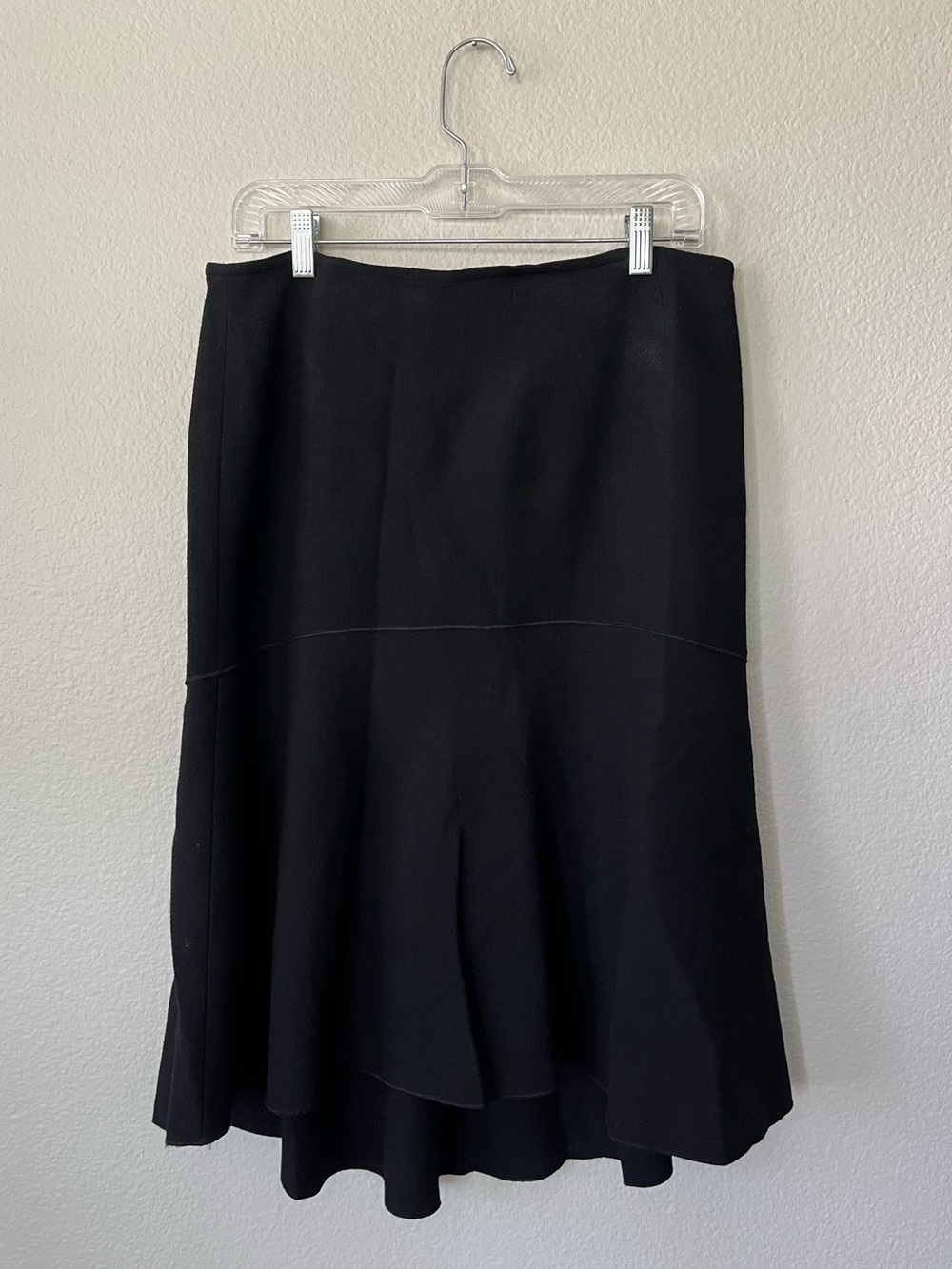 Lafayette 148 New York Black Midi Flare 100% Wool Skirt Women's Size 10